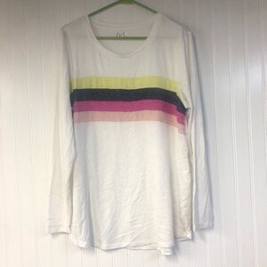 Maurice’s Women's Multicolor Striped Long Sleeve White Top XL Colorful